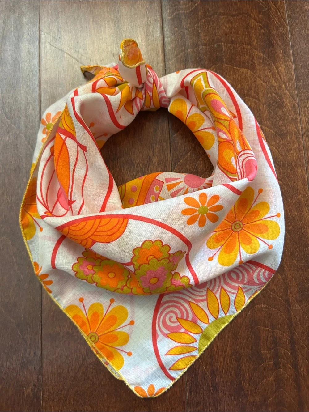 Vintage 60s Style Square Scarf with the Most Adorable Collection of Images